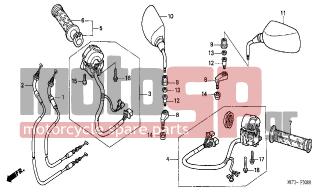 HONDA - FJS600 (ED) Silver Wing 2001 - Frame - SWITCH/CABLE - 88130-MB6-620 - COVER, LOCK NUT