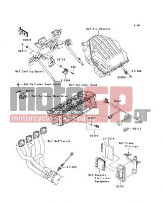 KAWASAKI - VERSYS® 1000 (EUROPEAN) 2014 - Engine/Transmission - Fuel Injection - 92171-1283 - CLAMP,CABLE