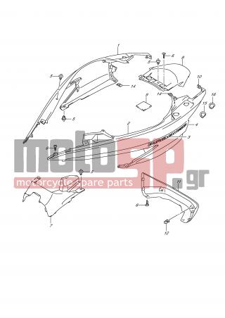 SUZUKI - UH200 (P19) Burgman 2007 - Body Parts - FRAME COVER (MODEL K9) - 47351-03H00-Y0J - COVER, FRONT (GRAY)