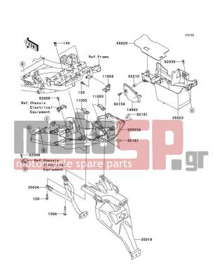 KAWASAKI - VERSYS® ABS 2014 - Body Parts - Rear Fender(s) - 14092-0174 - COVER,SWITCH MAINTE.