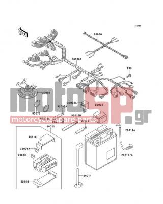 KAWASAKI - GPZ 1100 1997 -  - Chassis Electrical Equipment - 92037-1069 - CLAMP,WIRING HARNESS