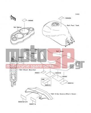 KAWASAKI - GPZ 1100 1997 - Body Parts - Labels - 56031-1944 - LABEL-MANUAL,REAR SUSPANSION