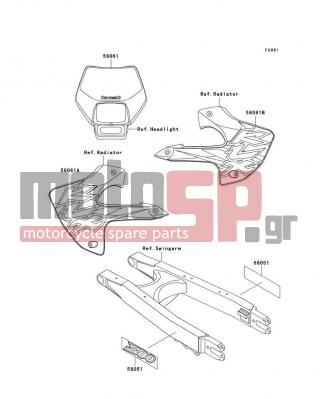 KAWASAKI - KLX300R 1997 - Body Parts - Decals(KLX300-A2) - 56061-1044 - PATTERN,HEAD LAMP COVER