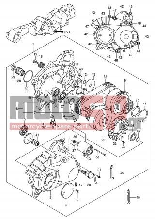 SUZUKI - AN650 (E2) Burgman 2004 - Engine/Transmission - CVT (MODEL K3/K4) - 21933-10G00-000 - BOLT, CVT COVER (L:90)
