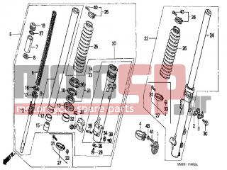 HONDA - XL600V (IT) TransAlp 1990 - Suspension - FRONT FORK - 45464-MM9-000 - CLAMPER A, BRAKE HOSE