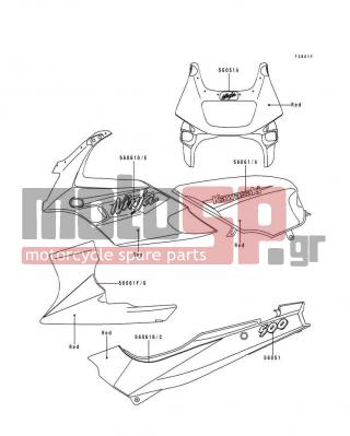 KAWASAKI - NINJA® 500R 1997 - Body Parts - Decals(Red)(EX500-D4) - 56051-1560 - MARK,SIDE COVER,500