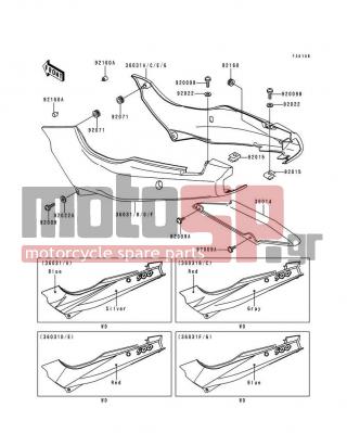 KAWASAKI - NINJA® 500R 1997 - Body Parts - Side Covers/Chain Cover - 36031-5120-35 - COVER-SIDE,RH,L.P.BLUE