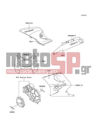 KAWASAKI - NINJA® ZX™-11 1997 - Body Parts - Decals(Red)(ZX1100-D5) - 56050-1938 - MARK,SIDE COVER,LH,ZX-11