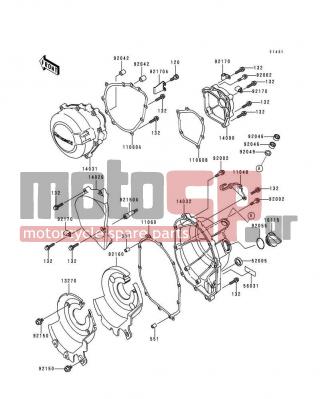 KAWASAKI - NINJA® ZX™-6R 1997 - Engine/Transmission - Engine Cover(s) - 13270-1350 - PLATE,CLUTCH COVER