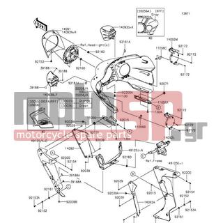 KAWASAKI - VULCAN® 1700 VAQUERO® ABS SE 2014 - Body Parts - Cowling(Outer) - 14092-0770-17L - COVER,HEAD LAMP,C.B.ORANGE