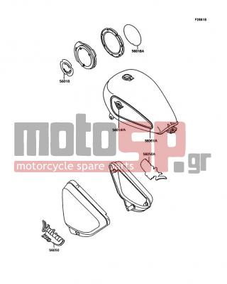 KAWASAKI - VULCAN 750 1997 - Body Parts - Decals(Red/Gray) - 56050-1772 - MARK,SIDE COVER,LH