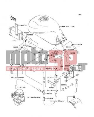 KAWASAKI - GPZ 1100 1996 - Body Parts - Fuel Evaporative System - 92005-1017 - FITTING,TUBE,T-TYPE