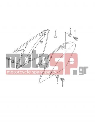 SUZUKI - RM250 (E2) 2002 - Body Parts - FRAME COVER (MODEL K1) - 47211-36F00-YR1 - COVER, FRAME LH (YELLOW)