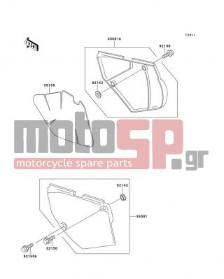 KAWASAKI - KLX650R 1996 - Body Parts - Side Covers - 39156-1382 - PAD,SIDE COVER,RH