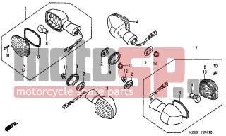 HONDA - VTR1000F (ED) 2002 - Electrical - WINKER (1,3-EXCEPT CM/2) - 93911-24380- - SCREW, TAPPING, 4X14