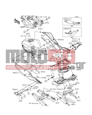 KAWASAKI - Z250SL 2014 - Body Parts - Side Covers/Chain Cover - 36040-0141-20A - COVER-TAIL,RH,EBONY