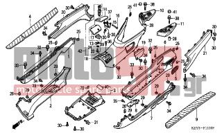 HONDA - FES125 (ED) 2001 - Body Parts - FLOOR PANEL-CENTER COVER - 83410-KFG-D00ZA - COVER SET, R. SIDE (WL) *BG123R*