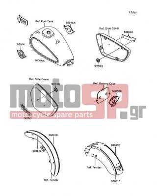KAWASAKI - VULCAN 1500 1996 - Body Parts - Decals(Red/Red)(VN1500-A10) - 56061-1471 - PATTERN,RR FENDER