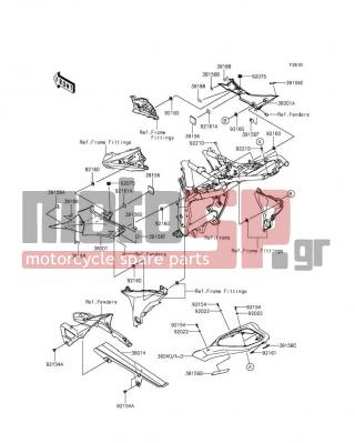 KAWASAKI - ZR800 (EUROPEAN) 2014 - Body Parts - Side Covers/Chain Cover - 92161-1431 - DAMPER,20X20,T1.0