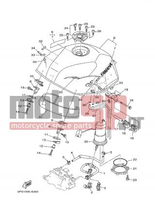 YAMAHA - TDM 900 (GRC) 2002 - Body Parts - FUEL TANK - 5PS-24318-00-00 - Pipe, Overflow