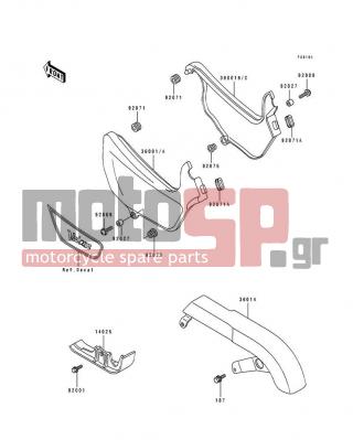 KAWASAKI - VULCAN 500 1996 - Body Parts - Side Covers/Chain Cover(EN500-A7) - 36001-1429-L1 - COVER-SIDE,LH,C.C.RED