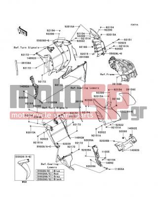 KAWASAKI - CONCOURS® 14 ABS 2013 - Body Parts - Cowling(Center)(CDF/CEF) - 14092-0135 - COVER,HEAT GUARD,FR