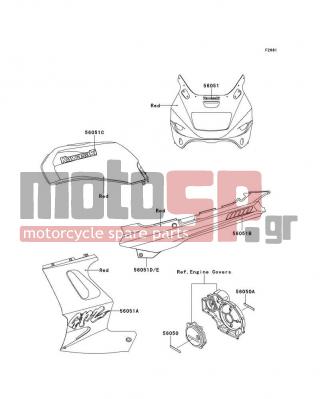 KAWASAKI - GPZ 1100 1995 - Εξωτερικά Μέρη - Decals (Red)(ZX1100-E1/E2) - 56051-1263 - MARK,SIDE COVER,1100