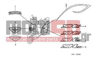 HONDA - SH150 (ED) 2001 - Body Parts - MARK/STRIPE - 87125-KPR-900ZA - MARK, FR. COVER *TYPE1*