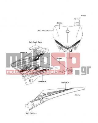 KAWASAKI - KLX®110 2013 - Body Parts - Decals(CDF) - 56069-2023 - PATTERN,SHROUD,LWR,RH