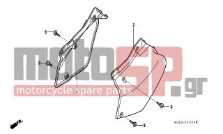 HONDA - XR250R (ED) 2001 - Body Parts - SIDE COVER - 83510-KCE-670ZA - COVER, R. SIDE *NH196*