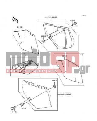 KAWASAKI - KLX650R 1995 - Body Parts - Side Covers - 39156-1382 - PAD,SIDE COVER,RH