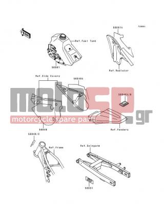 KAWASAKI - KX80 1995 - Body Parts - Labels(KX80-R5) - 56051-1175 - MARK,SWING ARM,80