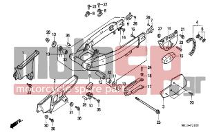 HONDA - XR600R (ED) 1997 - Κινητήρας/Κιβώτιο Ταχυτήτων - SWINGARM/CHAIN CASE - 93600-060450A - SCREW, FLAT, 6X45