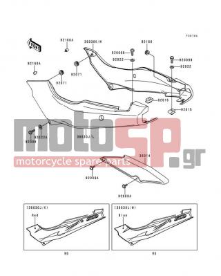 KAWASAKI - NINJA® 500 1995 - Body Parts - Side Covers/Chain Cover(EX500-D2) - 36030-5414-A5 - COVER-SIDE,RH,C.P.RED