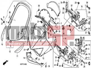 HONDA - XL1000VA (ED)-ABS Varadero 2009 - Body Parts - UPPER COWL - 64501-MBT-C50 - STAY COMP., FR. COWL