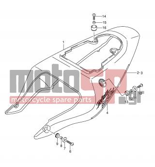SUZUKI - GSX-R600 (E2) 2001 - Body Parts - FRAME COVER (MODEL K2 FOR YC2) - 47161-35F00-000 - CUSHION, FRONT SIDE