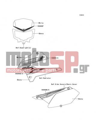 KAWASAKI - KLX®250S 2013 - Body Parts - Decals(White)(TDF) - 56069-2460 - PATTERN,HEAD LAMP COVER