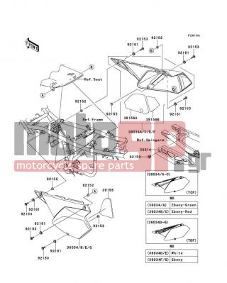 KAWASAKI - KLX®250S 2013 - Body Parts - Side Covers/Chain Cover(TCF/TDF) - 39156-0199 - PAD,SIDE COVER,RH