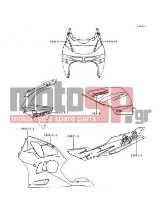 KAWASAKI - NINJA® ZX™-6R 1995 - Body Parts - Decals(Eventide/Red)(ZX600-F1) - 56061-1344 - PATTERN,SIDE COVER,LH