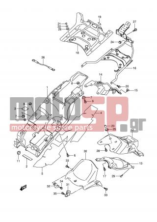 SUZUKI - GSX1300 BKing (E2)  2009 - Body Parts - REAR FENDER  - 63114-23H00-000 - COVER, REAR FENDER REAR