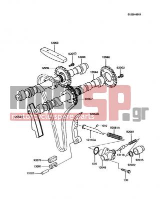 KAWASAKI - POLICE 1000 1995 - Engine/Transmission - Camshaft(s)/Tensioner - 12053-1018 - GUIDE-CHAIN,CAM,HEAD