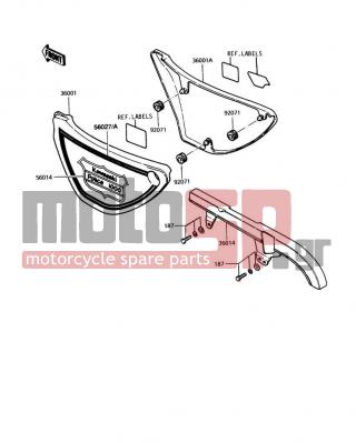 KAWASAKI - POLICE 1000 1995 - Body Parts - Side Covers/Chain Cover - 56027-4076 - PATTERN,SIDE COVER,LH