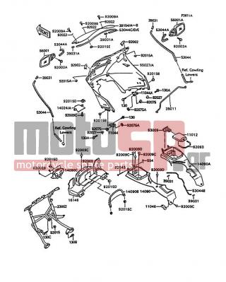 KAWASAKI - CONCOURS 1994 - Body Parts - Cowling(ZG1000-A9) - 56001-1334 - MIRROR-ASSY,RH