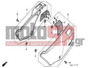 HONDA - NX650 (ED) 1988 - Body Parts - SIDE COVER - 83506-MN9-000 - MESH, L. SIDE COVER