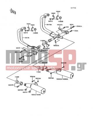 KAWASAKI - CONCOURS 1994 -  - Muffler(s) - 11009-1666 - GASKET,EXHAUST PIPE CONNECTING