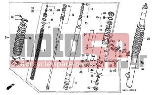 HONDA - XR600R (ED) 1997 - Suspension - FRONT FORK - 93500-050280G - SCREW, PAN, 5X28