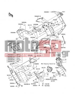 KAWASAKI - NINJA® 1000 2013 - Body Parts - Cowling(Center) - 55028-0387-17P - COWLING,SIDE,RH,C.L.GREEN