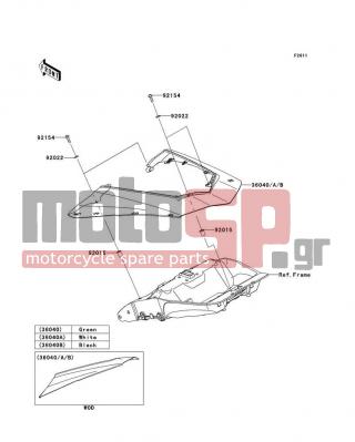 KAWASAKI - NINJA® 1000 ABS 2013 - Body Parts - Side Covers - 36040-0106-25Y - COVER-TAIL,P.S.WHITE