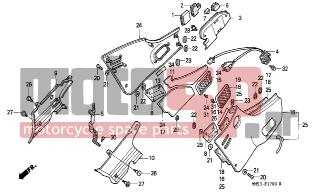 HONDA - CBR1000F (ED) 1988 - Body Parts - SIDE COVER (CBR1000FH/FJ/FM) - 64355-MM5-000ZM - MESH, L. SIDE COWL *NH193PA*