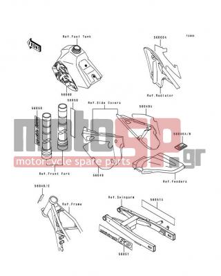 KAWASAKI - KX80 1994 - Body Parts - Labels(KX80-R4/T4) - 56051-1031 - MARK,SWING ARM,RH,80 UNI-TRAK